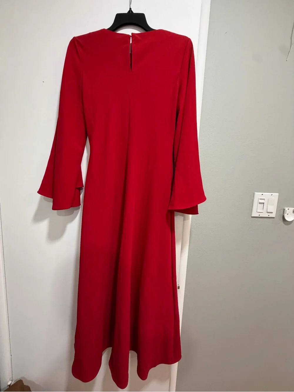 NWT Mango Red Side Twist Bell Sleeve Midi Dress Size 6 - Picture 8 of 8